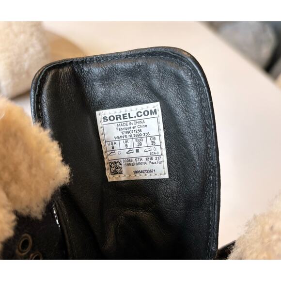 Sorel Conquest Wedge II Shearling Lace Up Boots Brown Leather Size 8 - Picture 11 of 12